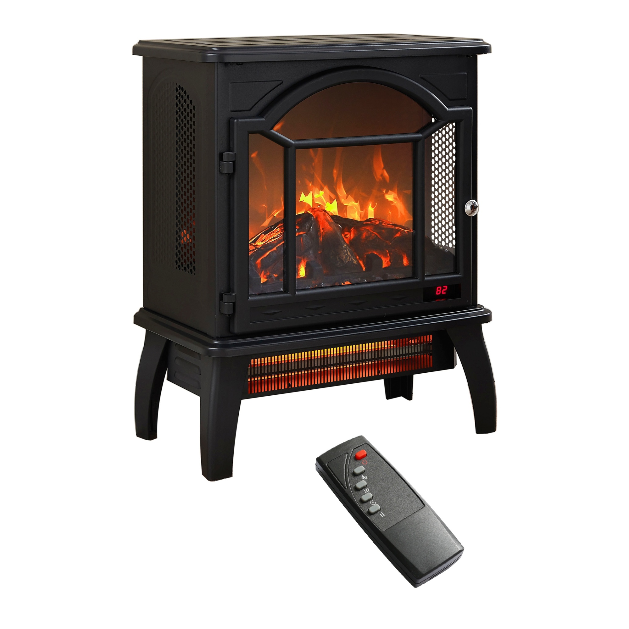 EdenDirect Freestanding Electric Fireplace Stove — 24in., 1500W, 5200 BTU, 3D Flame Effect, Remote and Timer, Model# NTEW1769112699